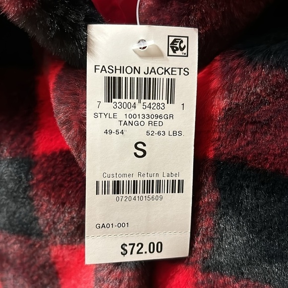 Epic Threads Toddler or Girls RED BUFFALO CHECK Faux Fur Jacket - Picture 3 of 10